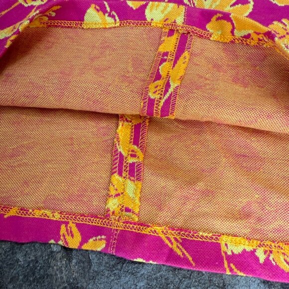 ZARA Floral Mini Dress M Pink Yellow Square Neck Embellished Straps - Picture 7 of 12